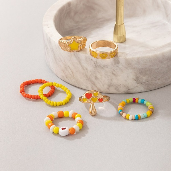 Wholesale new color contrast rice bead ring combination set JDC-RS-C305 Rings JoyasDeChina Wholesale Jewelry JoyasDeChina Joyas De China