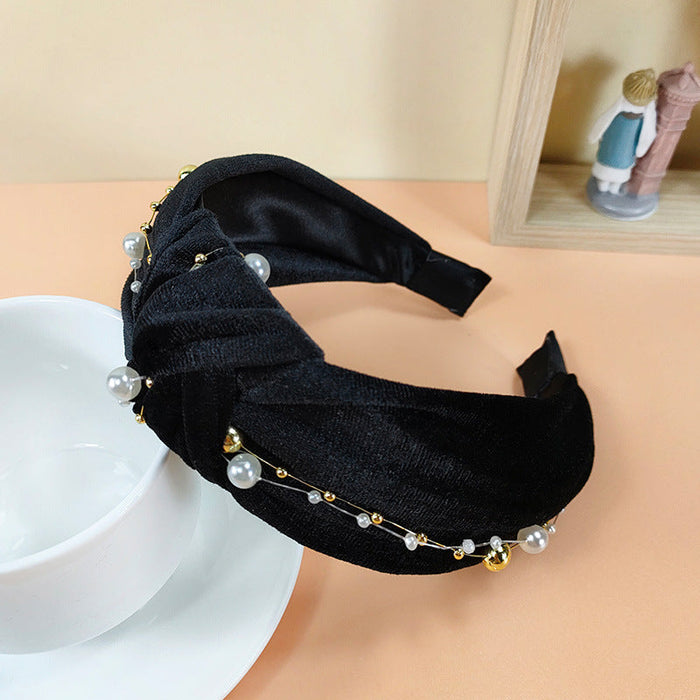 Wholesale new fabric gold velvet knotted headband JDC-HD-O314 Headband 潮炫 balck Wholesale Jewelry JoyasDeChina Joyas De China