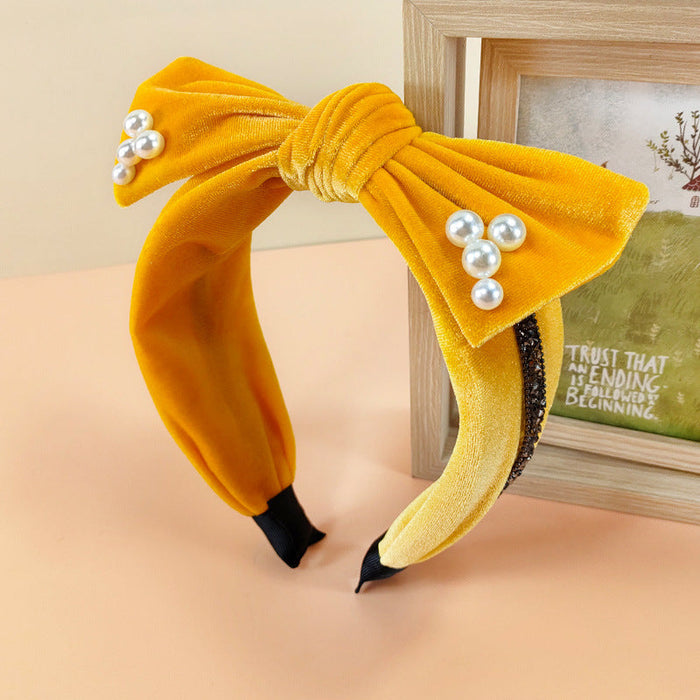 Wholesale new flannel bow headband JDC-HD-O307 Headband 潮炫 yellow Wholesale Jewelry JoyasDeChina Joyas De China