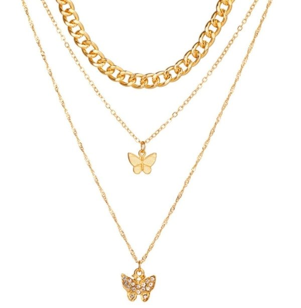 Wholesale new inlaid alloy Diamond Butterfly Pendant Necklace JDC-NE-SF085 NECKLACE 少峰 Wholesale Jewelry JoyasDeChina Joyas De China