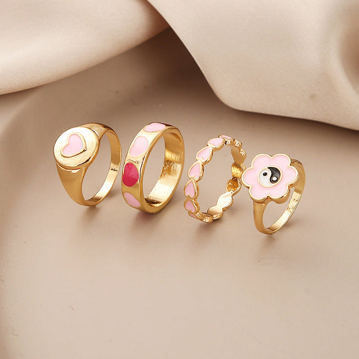 Wholesale new pink alloy peach heart ring JDC-RS-F602 Rings 韩之尚 55137 Wholesale Jewelry JoyasDeChina Joyas De China