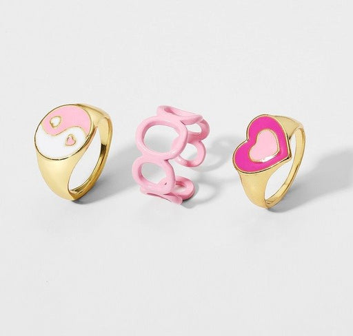 Wholesale new pink alloy peach heart ring JDC-RS-F602 Rings 韩之尚 Wholesale Jewelry JoyasDeChina Joyas De China