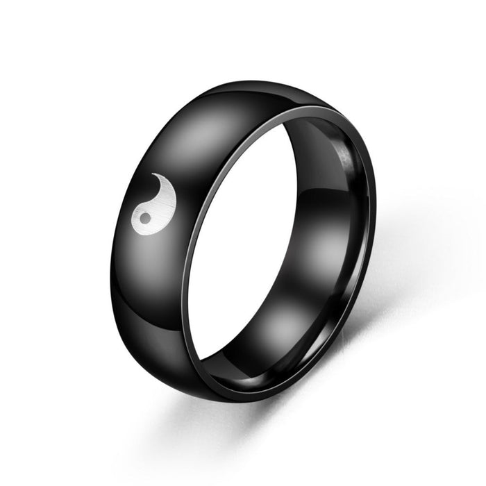 Wholesale New stainless steel black and white ring JDC-RS-TS047 Rings 腾穗 6MMblack 6# Wholesale Jewelry JoyasDeChina Joyas De China