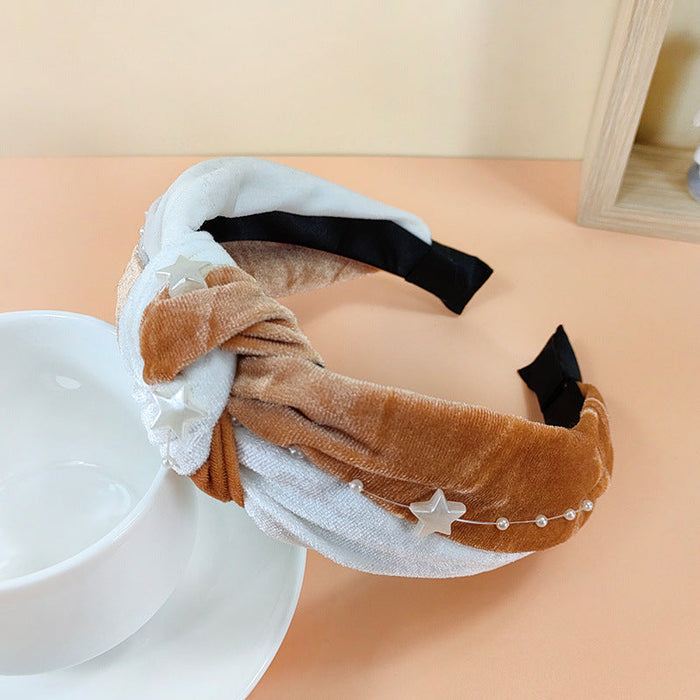 Wholesale new style velvet pearl headband JDC-HD-O315 Headband 潮炫 orange white Wholesale Jewelry JoyasDeChina Joyas De China
