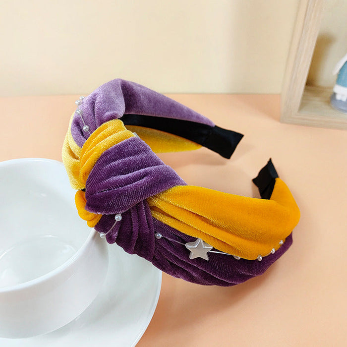 Wholesale new style velvet pearl headband JDC-HD-O315 Headband 潮炫 pueple yellow Wholesale Jewelry JoyasDeChina Joyas De China