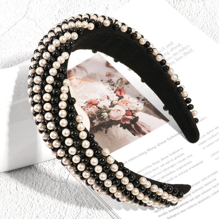 Wholesale new thickened pearl sponge headband JDC-HD-K075 Headband 蒲钻 balck Wholesale Jewelry JoyasDeChina Joyas De China