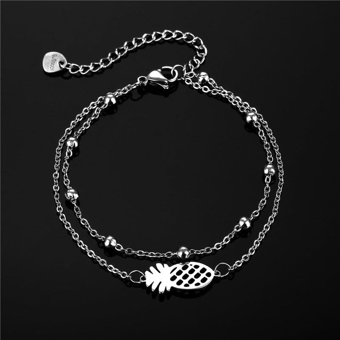 Wholesale non hollowed out pineapple double-layer stainless steel bracelet JDC-BT-Mingm006 Bracelets 敏萌 Wholesale Jewelry JoyasDeChina Joyas De China