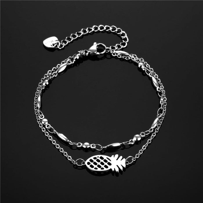Wholesale non hollowed out pineapple double-layer stainless steel bracelet JDC-BT-Mingm006 Bracelets 敏萌 Wholesale Jewelry JoyasDeChina Joyas De China