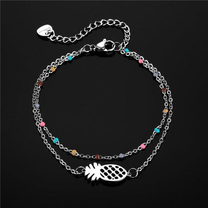 Wholesale non hollowed out pineapple double-layer stainless steel bracelet JDC-BT-Mingm006 Bracelets 敏萌 Diamond + sl67 Wholesale Jewelry JoyasDeChina Joyas De China