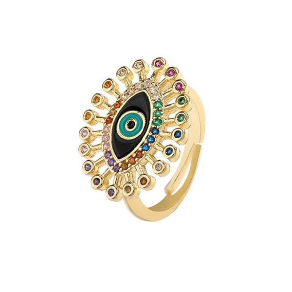 Bulk Jewelry Wholesale oil drop evil eyes copper micro inlaid color zircon rings JDC-RS-JL009 Wholesale factory from China YIWU China