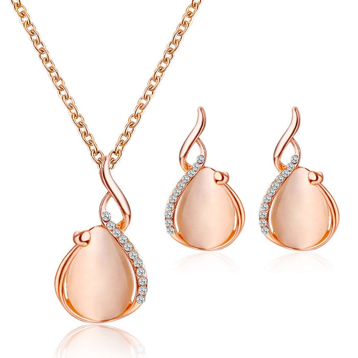 Wholesale opal Crystal Necklace earrings two-piece set JDC-NE-Yiz003 Necklaces 艺真 1 Wholesale Jewelry JoyasDeChina Joyas De China