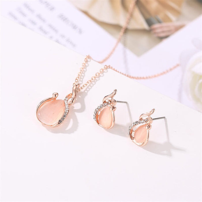 Wholesale opal Crystal Necklace earrings two-piece set JDC-NE-Yiz003 Necklaces 艺真 Wholesale Jewelry JoyasDeChina Joyas De China