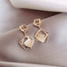 Wholesale opal geometric square diamond earrings JDC-ES-BY192 Earrings 宝钰 1 Wholesale Jewelry JoyasDeChina Joyas De China