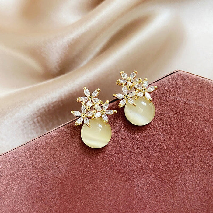 Wholesale opal geometric square diamond earrings JDC-ES-BY192 Earrings 宝钰 2 Wholesale Jewelry JoyasDeChina Joyas De China