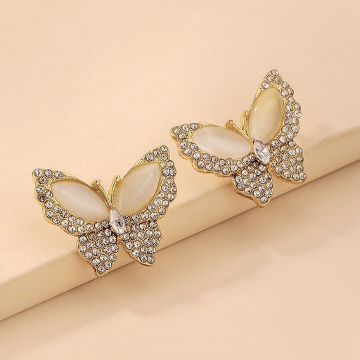 Wholesale opal rhinestone alloy butterfly earrings JDC-ES-GSJQ008 Earrings JoyasDeChina Wholesale Jewelry JoyasDeChina Joyas De China