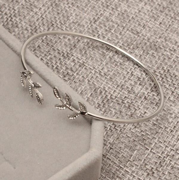 Wholesale open leaf alloy bracelet JDC-BT-RL029 Bracelet 瑞列 Silver Wholesale Jewelry JoyasDeChina Joyas De China