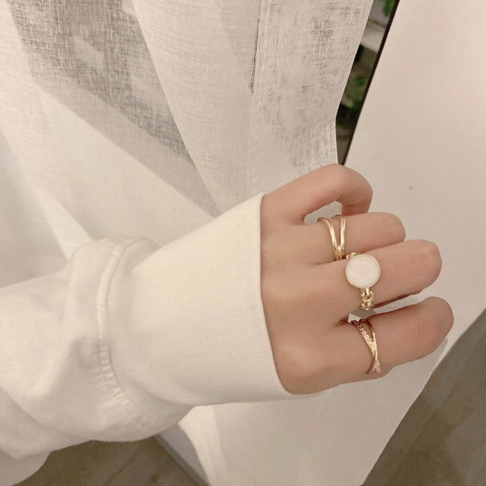 Wholesale open three-piece metal Rings MOQ≥2 JDC-RS-SF015 Rings 少峰 White minimum 2 pieces for wholesale Wholesale Jewelry JoyasDeChina Joyas De China