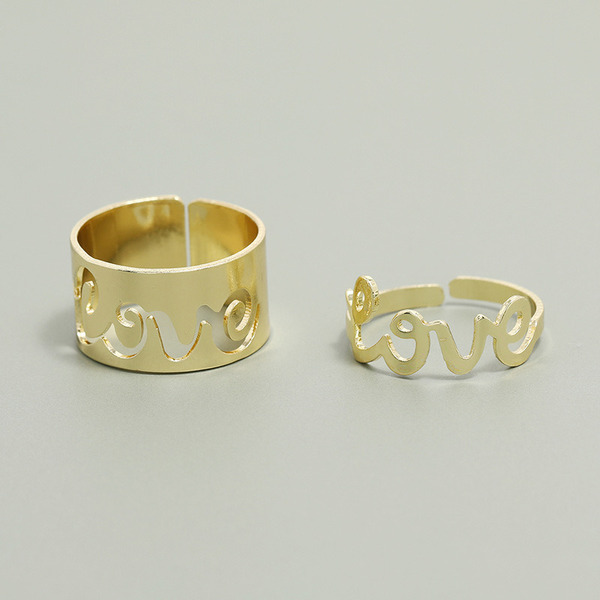 Wholesale opening adjustable letter 2-piece ring set JDC-RS-KQ004 Rings JoyasDeChina Wholesale Jewelry JoyasDeChina Joyas De China