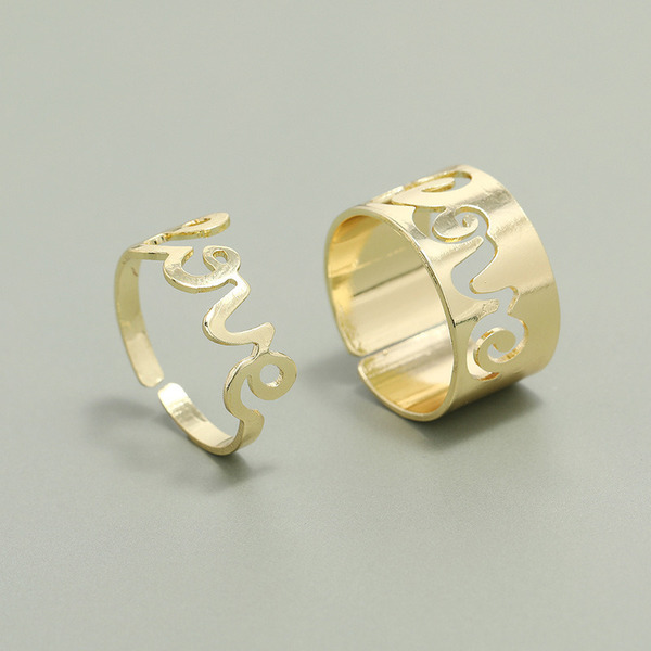 Wholesale opening adjustable letter 2-piece ring set JDC-RS-KQ004 Rings JoyasDeChina Wholesale Jewelry JoyasDeChina Joyas De China