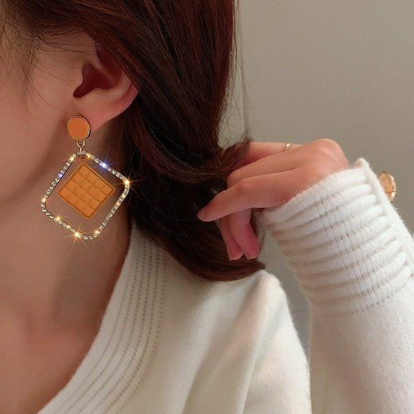 Wholesale orange alloy earrings JDC-ES-YWJQ011 Earrings 精巧 Wholesale Jewelry JoyasDeChina Joyas De China