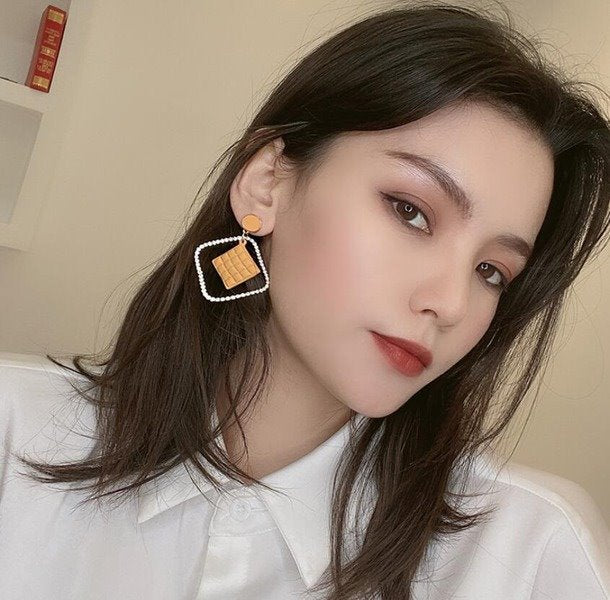 Wholesale orange alloy earrings JDC-ES-YWJQ011 Earrings 精巧 Wholesale Jewelry JoyasDeChina Joyas De China