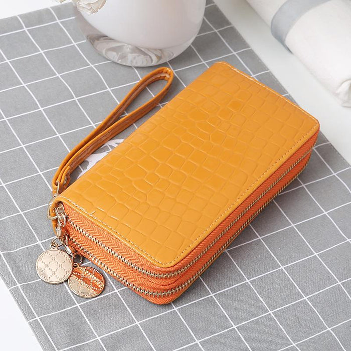 Bulk Jewelry Wholesale orange stone pattern candy color ladies long double zipper wallet JDC-WT-lx014 Wholesale factory from China YIWU China