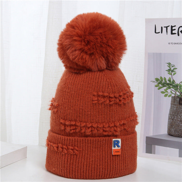 Wholesale orange woolen knit hat with hair ball JDC-FH-GSCM008 Fashionhat JoyasDeChina Wine red 56-58cm Wholesale Jewelry JoyasDeChina Joyas De China