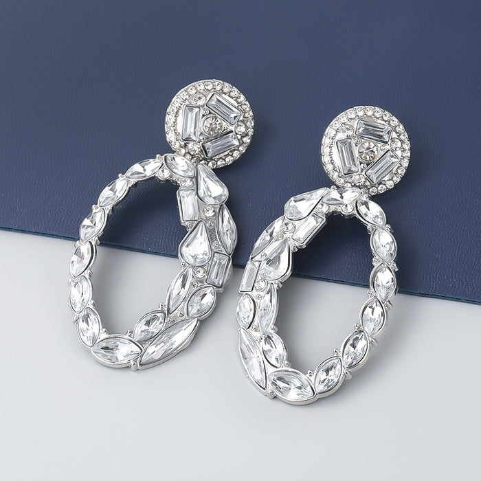 Wholesale oval colored diamond alloy earrings JDC-ES-JL044 Earrings JoyasDeChina green Wholesale Jewelry JoyasDeChina Joyas De China