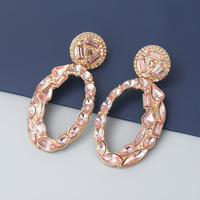 Wholesale oval colored diamond alloy earrings JDC-ES-JL044 Earrings JoyasDeChina red Wholesale Jewelry JoyasDeChina Joyas De China
