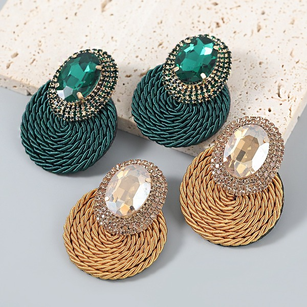 Wholesale oval elastic wire braided alloy earrings JDC-ES-JL047 Earrings JoyasDeChina Wholesale Jewelry JoyasDeChina Joyas De China