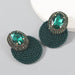 Wholesale oval elastic wire braided alloy earrings JDC-ES-JL047 Earrings JoyasDeChina green Wholesale Jewelry JoyasDeChina Joyas De China