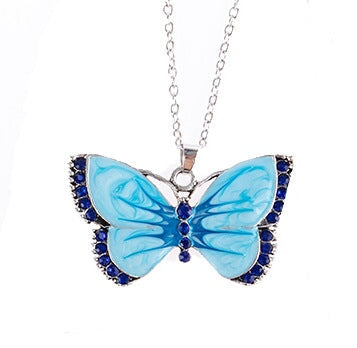 Wholesale Painted Rhinestone Butterfly Alloy Necklace JDC-NE-Saip006 Necklaces 赛蒲 blue Wholesale Jewelry JoyasDeChina Joyas De China