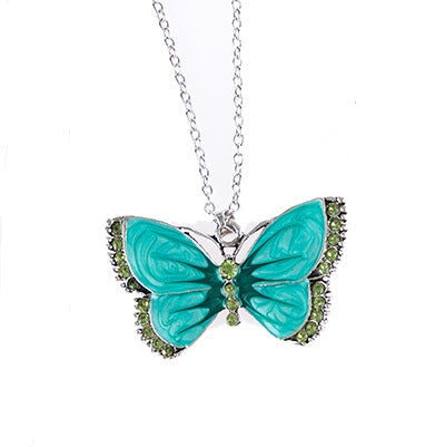 Wholesale Painted Rhinestone Butterfly Alloy Necklace JDC-NE-Saip006 Necklaces 赛蒲 green Wholesale Jewelry JoyasDeChina Joyas De China