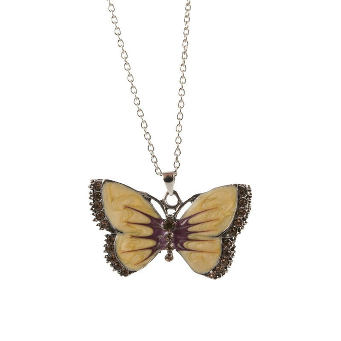 Wholesale Painted Rhinestone Butterfly Alloy Necklace JDC-NE-Saip006 Necklaces 赛蒲 yellow Wholesale Jewelry JoyasDeChina Joyas De China