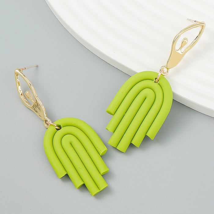 Wholesale Palm Shape Resin Alloy Stripe Earrings JDC-ES-JL956 Earrings 氿乐 Wholesale Jewelry JoyasDeChina Joyas De China