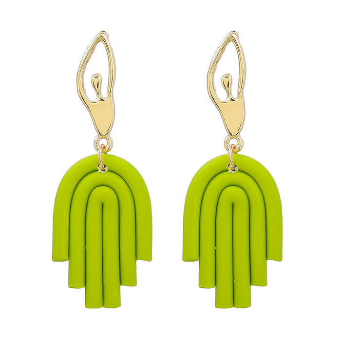 Wholesale Palm Shape Resin Alloy Stripe Earrings JDC-ES-JL956 Earrings 氿乐 green Wholesale Jewelry JoyasDeChina Joyas De China