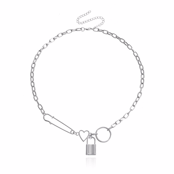 Wholesale paper clip lock pendant alloy necklaces JDC-NE-ZW030 necklaces JoyasDeChina Wholesale Jewelry JoyasDeChina Joyas De China