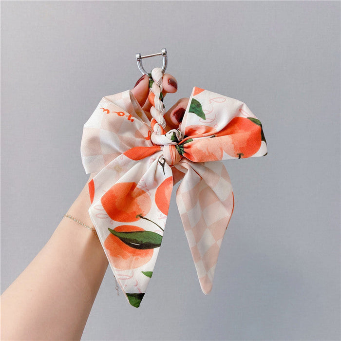Wholesale pattern polyester silk scarf bowknot keychains JDC-KC-LX016 Keychains JoyasDeChina Orange cherry Wholesale Jewelry JoyasDeChina Joyas De China