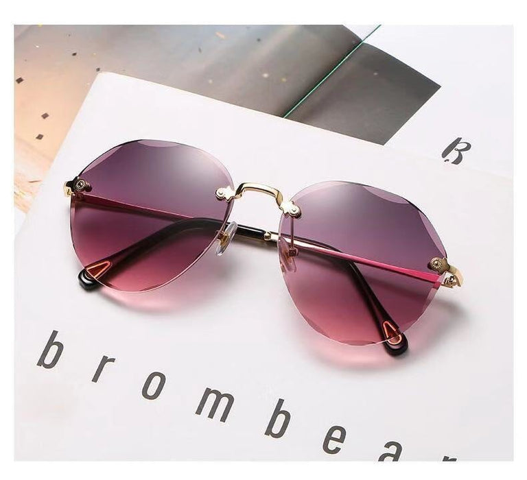 Wholesale PC Lens Metal Frameless Sunglasses JDC-SG-JinF031 Sunglasses 季丰 purple Wholesale Jewelry JoyasDeChina Joyas De China