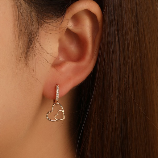 Wholesale Peach Heart Earrings JDC-ES-D747 Earrings JoyasDeChina Wholesale Jewelry JoyasDeChina Joyas De China