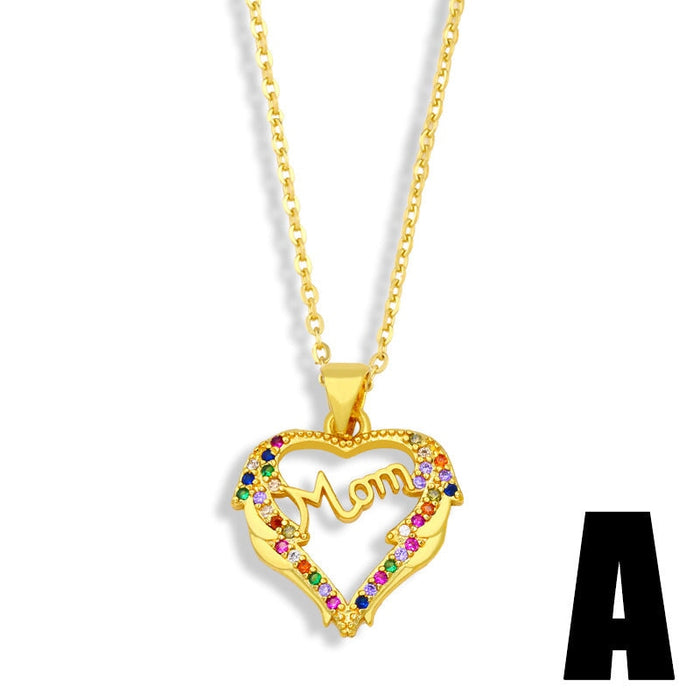 Wholesale peach heart mother's day necklace JDC-NE-AOS011 Necklaces 翱昇 A Wholesale Jewelry JoyasDeChina Joyas De China