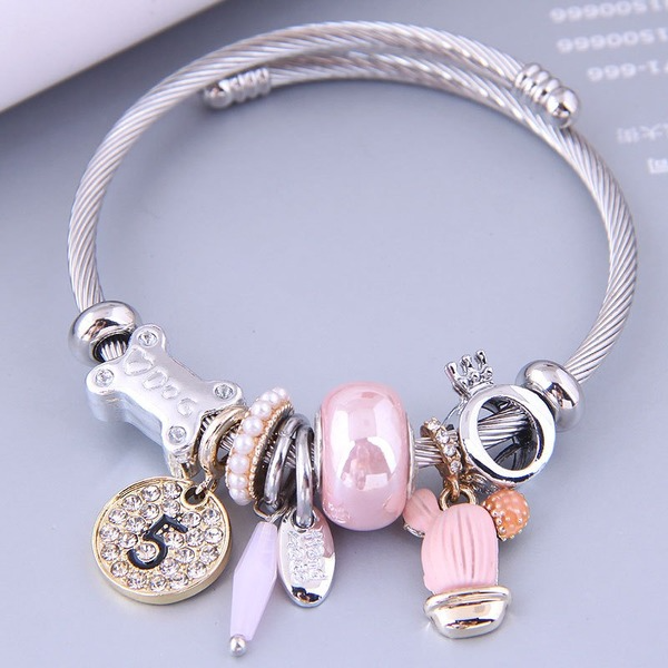 Wholesale Peach Heart Seashell Pendant Alloy Bracelet JDC-BT-WY105 Bracelet JoyasDeChina Wholesale Jewelry JoyasDeChina Joyas De China