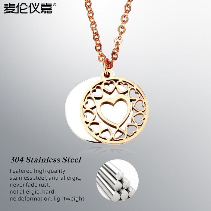Wholesale peach heart steel geometric hollow mother's Day Necklace JDC-NE-Mail009 Necklaces 麦伦 Wholesale Jewelry JoyasDeChina Joyas De China