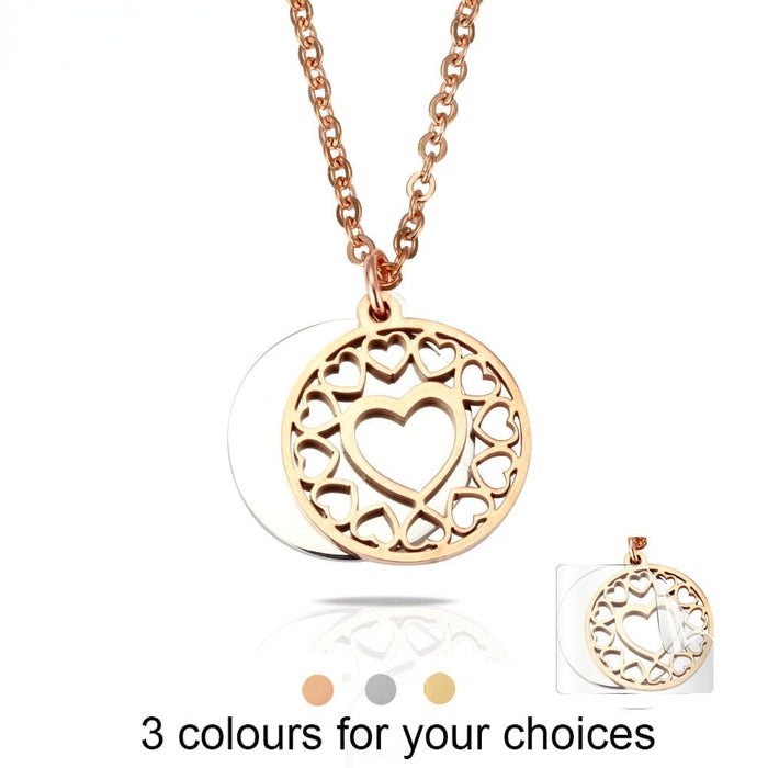 Wholesale peach heart steel geometric hollow mother's Day Necklace JDC-NE-Mail009 Necklaces 麦伦 Wholesale Jewelry JoyasDeChina Joyas De China