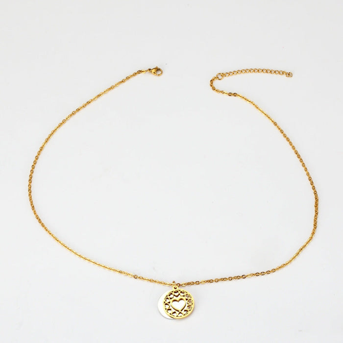 Wholesale peach heart steel geometric hollow mother's Day Necklace JDC-NE-Mail009 Necklaces 麦伦 Wholesale Jewelry JoyasDeChina Joyas De China