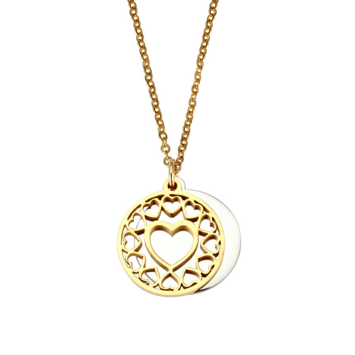Wholesale peach heart steel geometric hollow mother's Day Necklace JDC-NE-Mail009 Necklaces 麦伦 GOLD Wholesale Jewelry JoyasDeChina Joyas De China