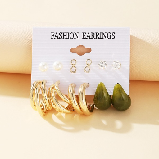 Wholesale pearl acrylic earrings 6 pairs set JDC-ES-F550 Earrings JoyasDeChina Wholesale Jewelry JoyasDeChina Joyas De China