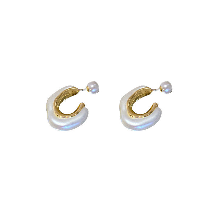 Wholesale pearl acrylic letter C-shaped Earrings JDC-ES-BY-017 Earrings 宝钰 Wholesale Jewelry JoyasDeChina Joyas De China