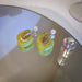 Wholesale pearl acrylic letter C-shaped Earrings JDC-ES-BY-017 Earrings 宝钰 green Wholesale Jewelry JoyasDeChina Joyas De China