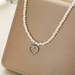 Wholesale pearl alloy heart pendant necklaces JDC-NE-F576 necklaces JoyasDeChina Wholesale Jewelry JoyasDeChina Joyas De China